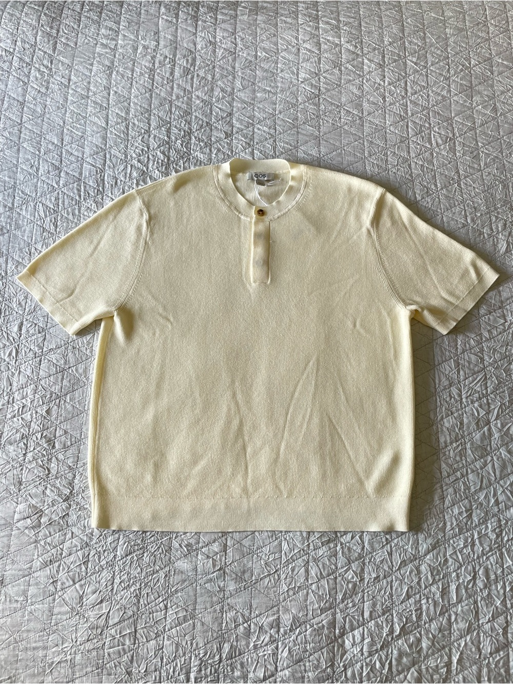 COS Knitted Linen Henley T-Shirt – Off-White | Size XL